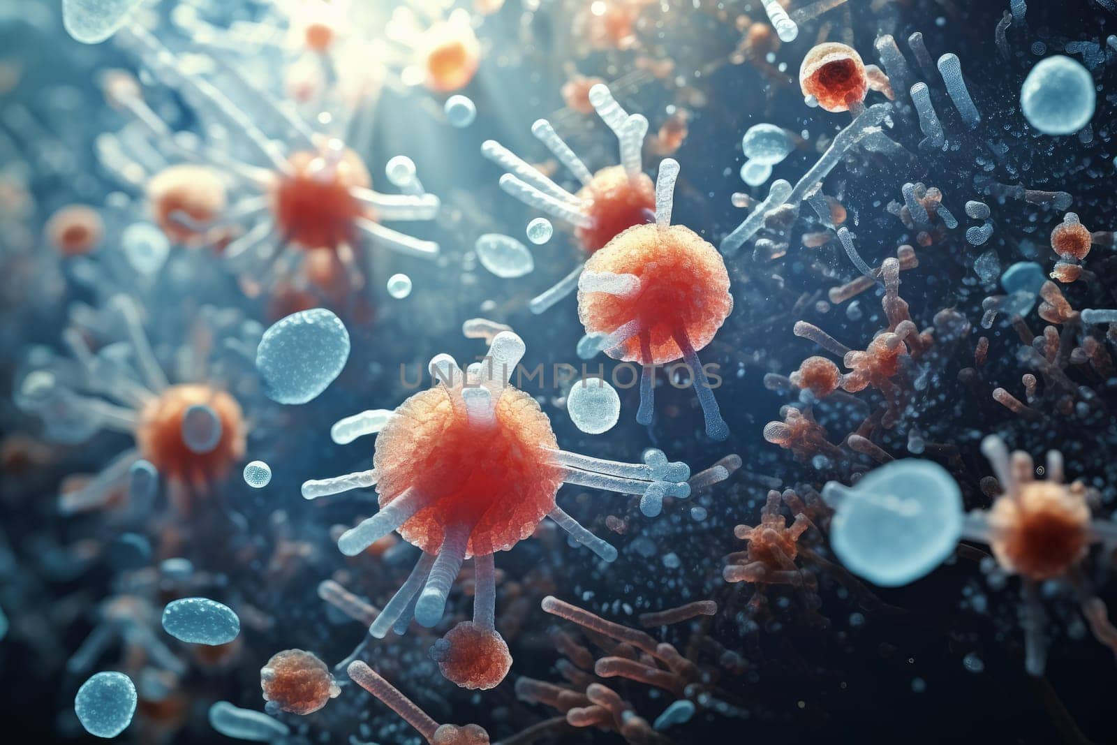 Probiotics bacteria acid. Colony digestion. Generate Ai