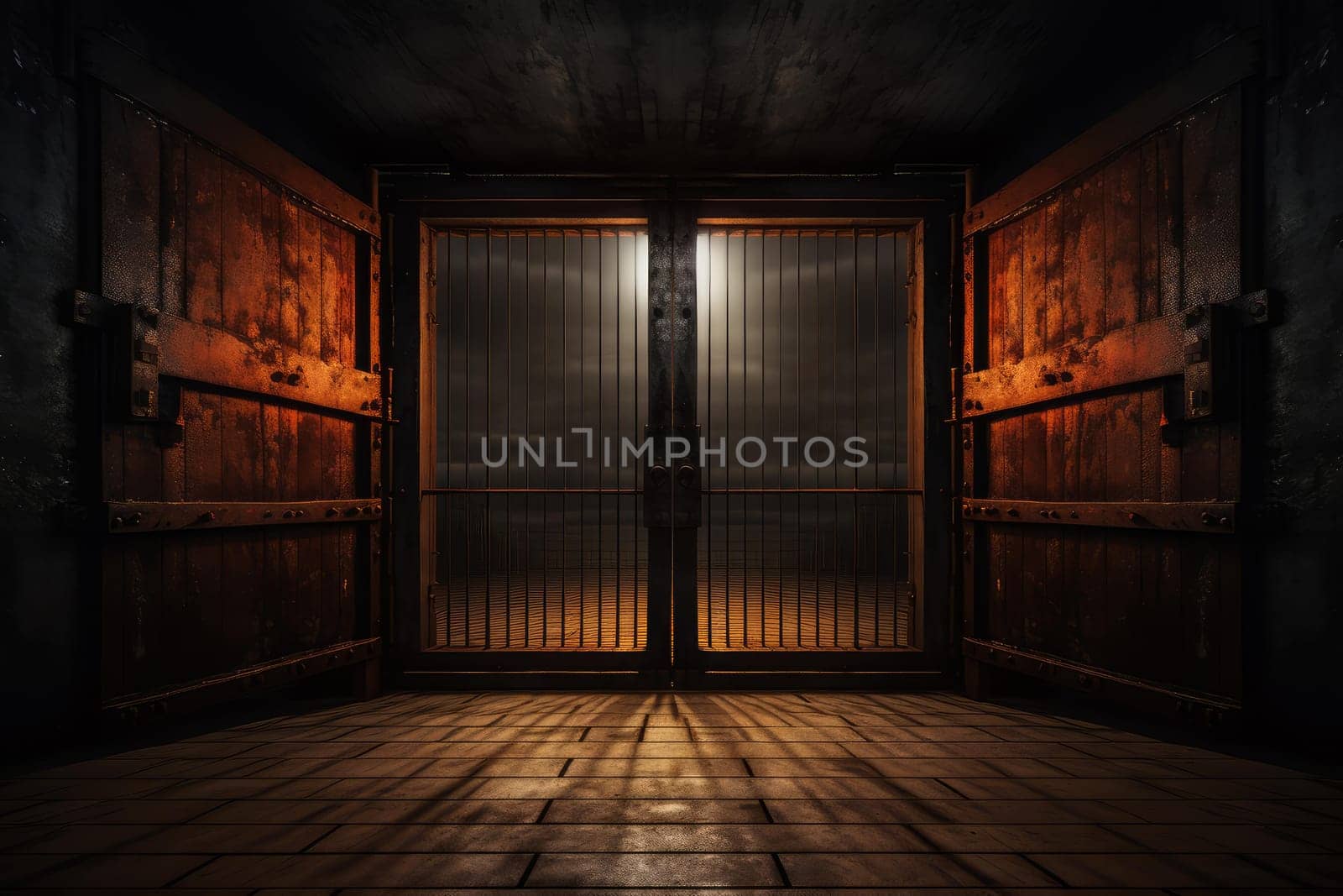Prison doors open. Empty release. Generate Ai