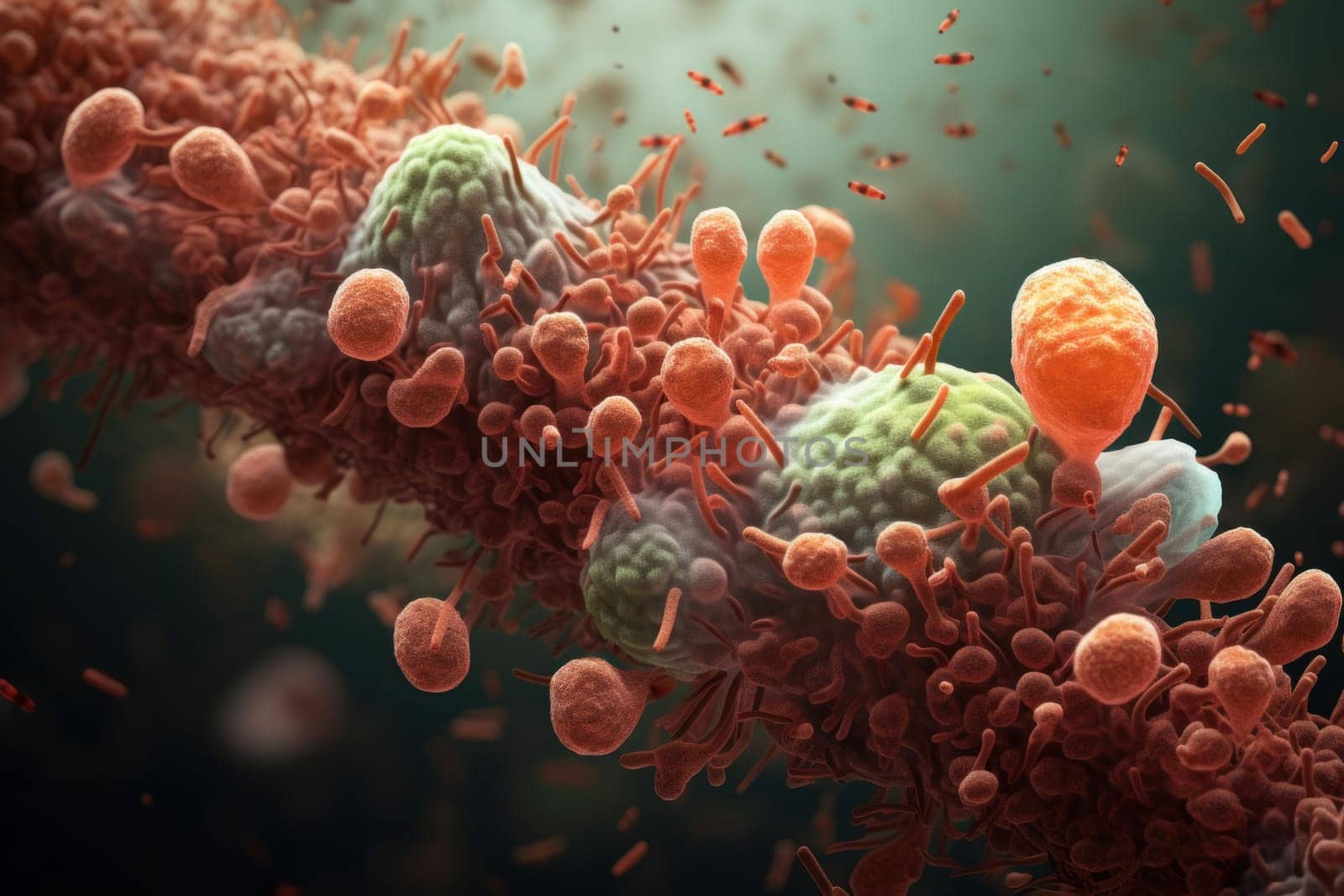 Proliferating bacteria health. Mildew science. Generate Ai