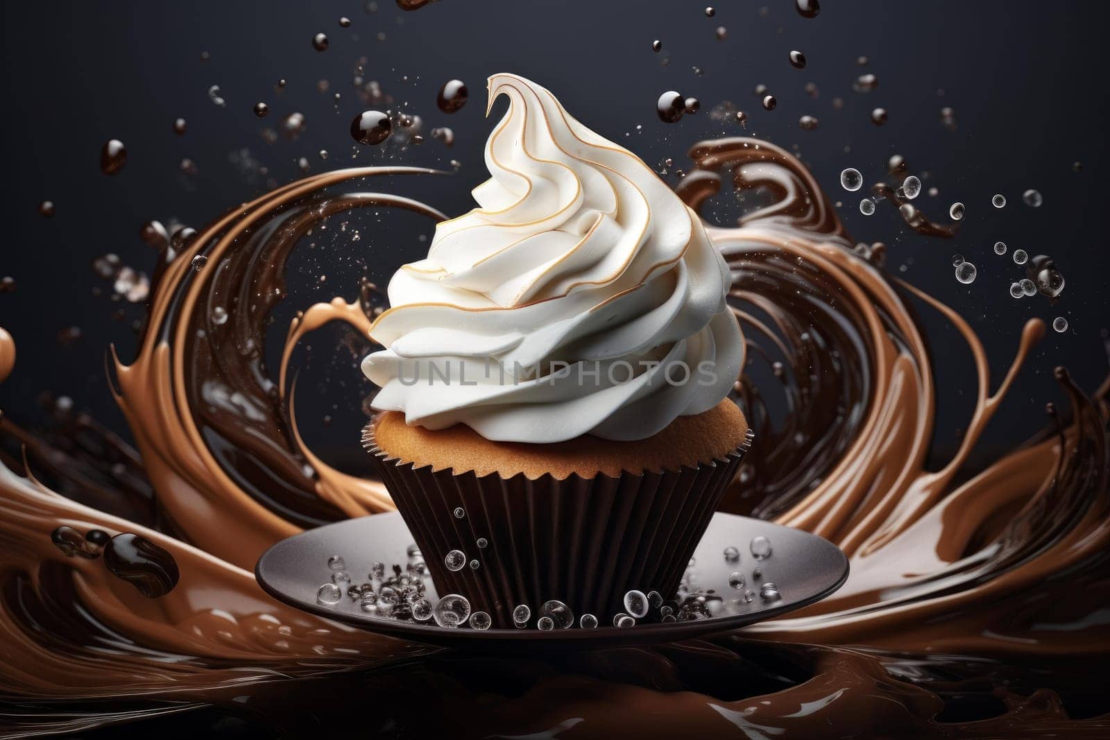 Puffs chocolate dessert food. Icing food. Generate Ai