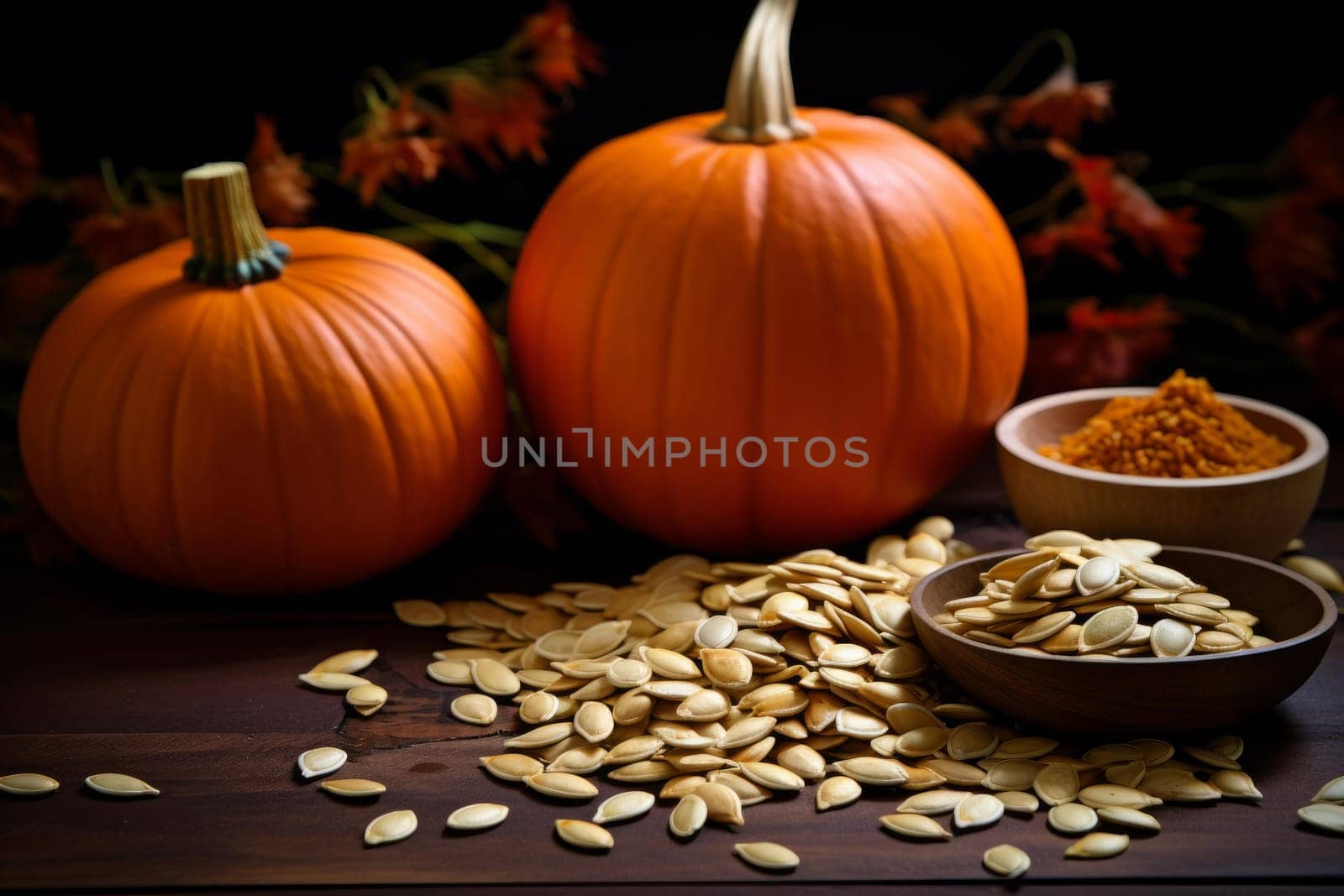 Pumpkin ground seed. Field nature. Generate Ai