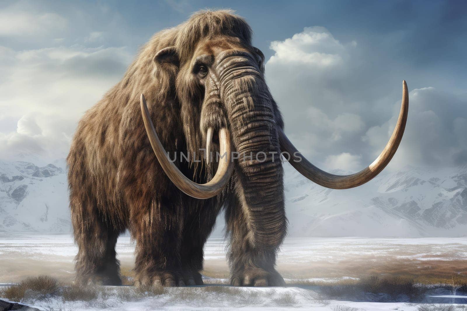 Prehistoric mammoth old. Nature animal. Generate Ai