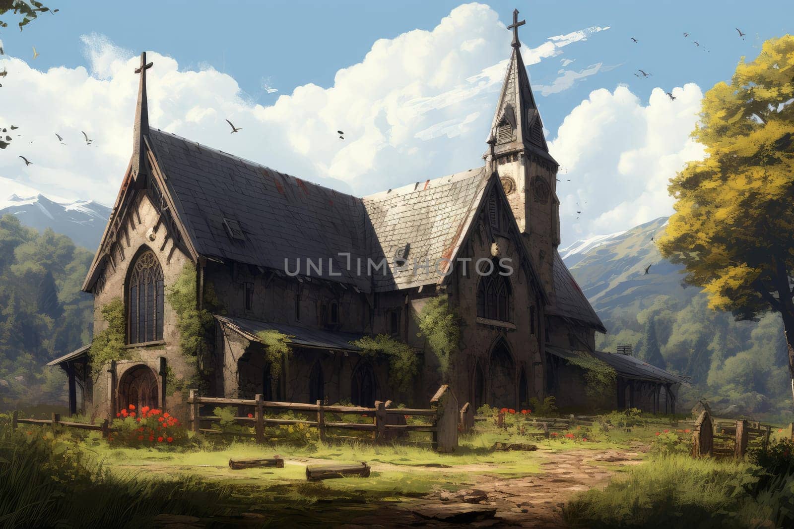 Priest church. American clerical man. Generate Ai