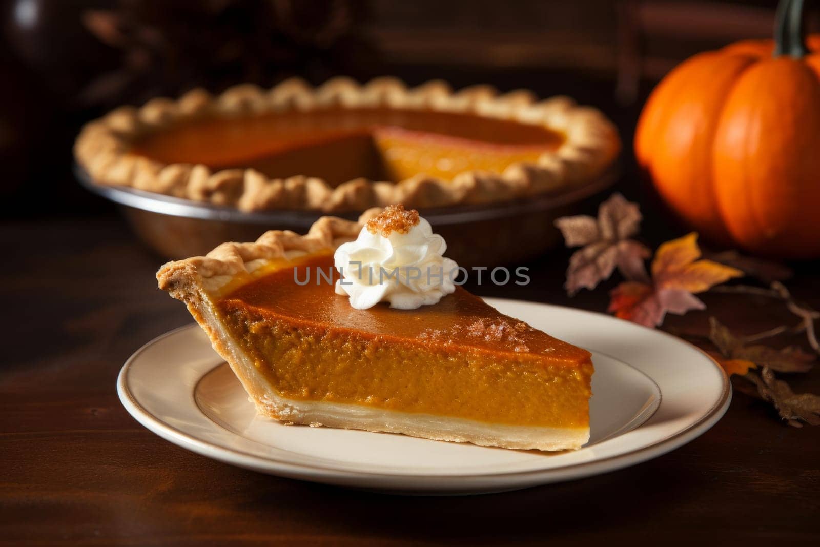 Hearty Cooking pumpkin pie. Autumn fall. Generate Ai