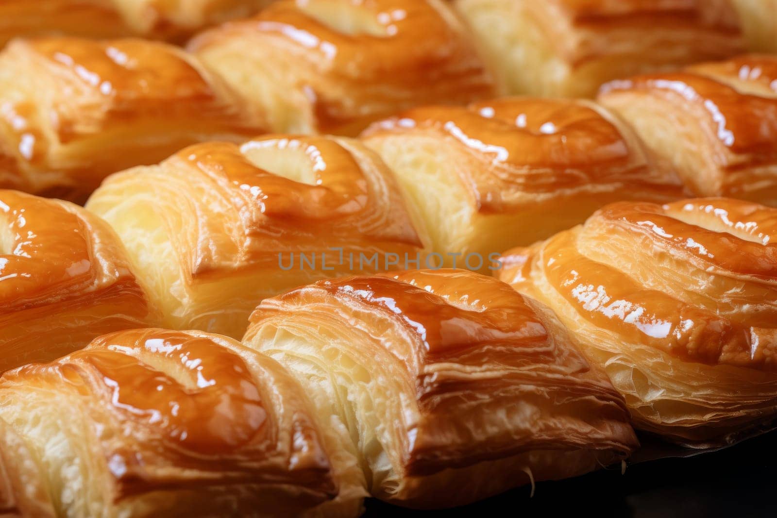 Puff pastry bakery food. Fresh top bread. Generate Ai
