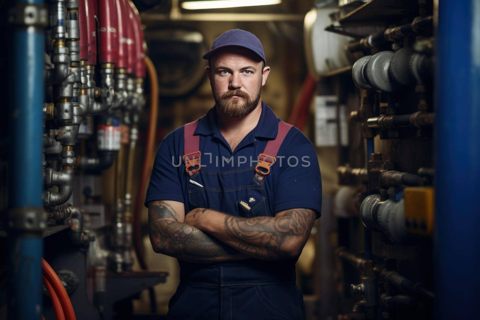 Happy professional plumber. Domestic service tool uniform. Generate Ai