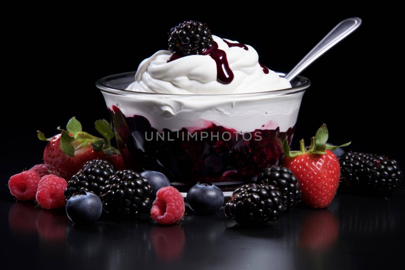 Puff raspberries cream dessert. Pastry food. Generate Ai