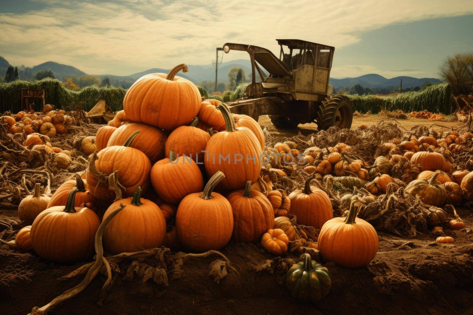 Pumpkin harvest organic. Fresh stack. Generate Ai