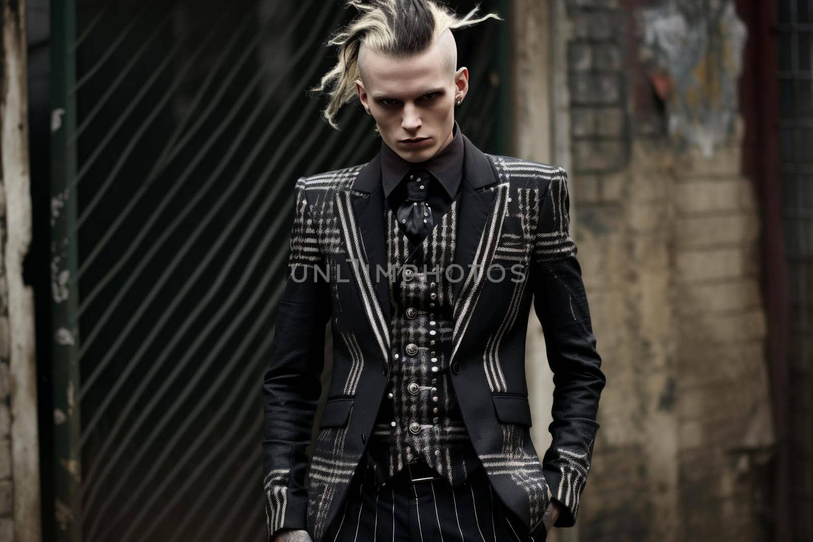 Punk boy. Man hair young. Generate Ai