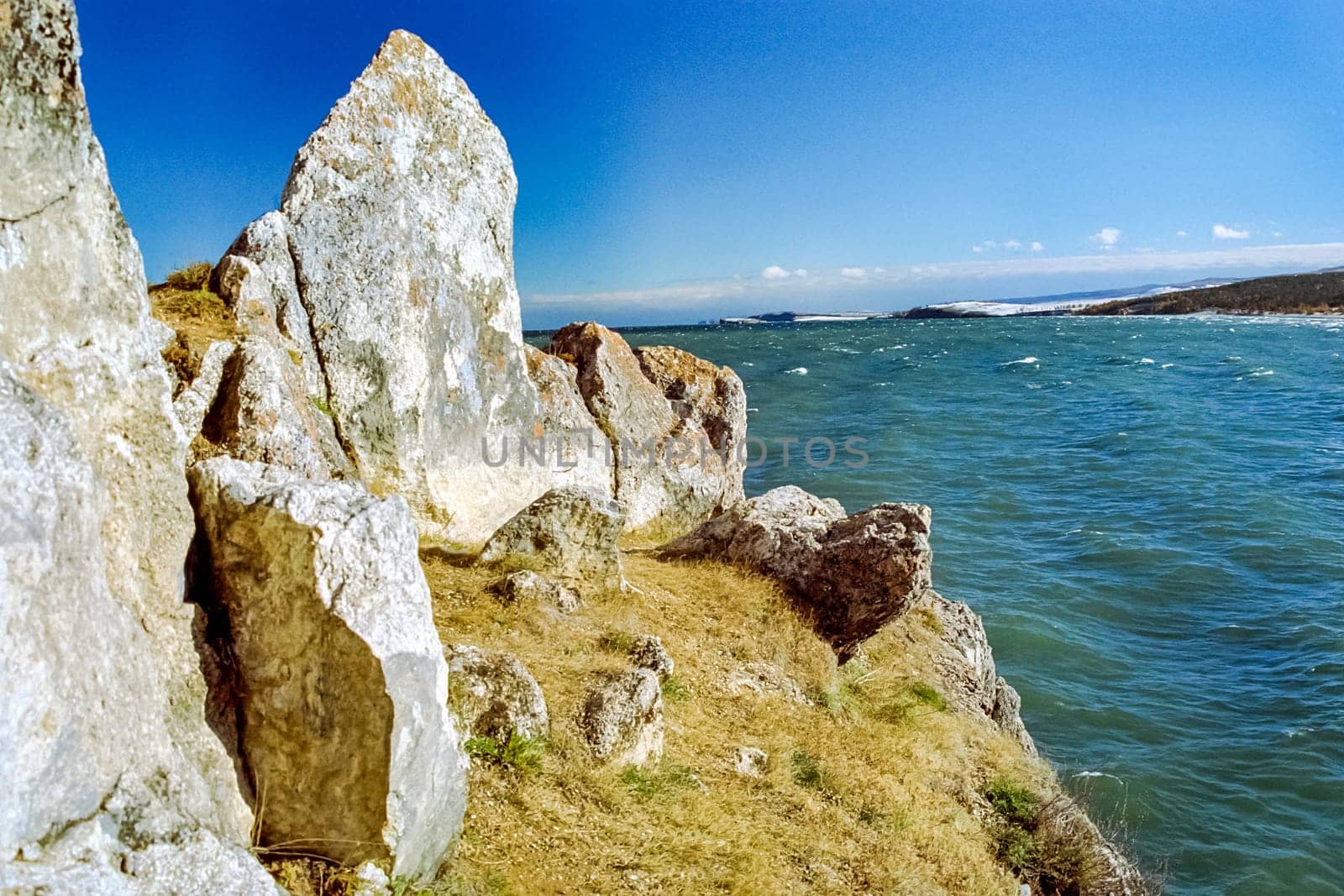 Autumnal nature on Lake Baikal. Landscape and flora of Baikal