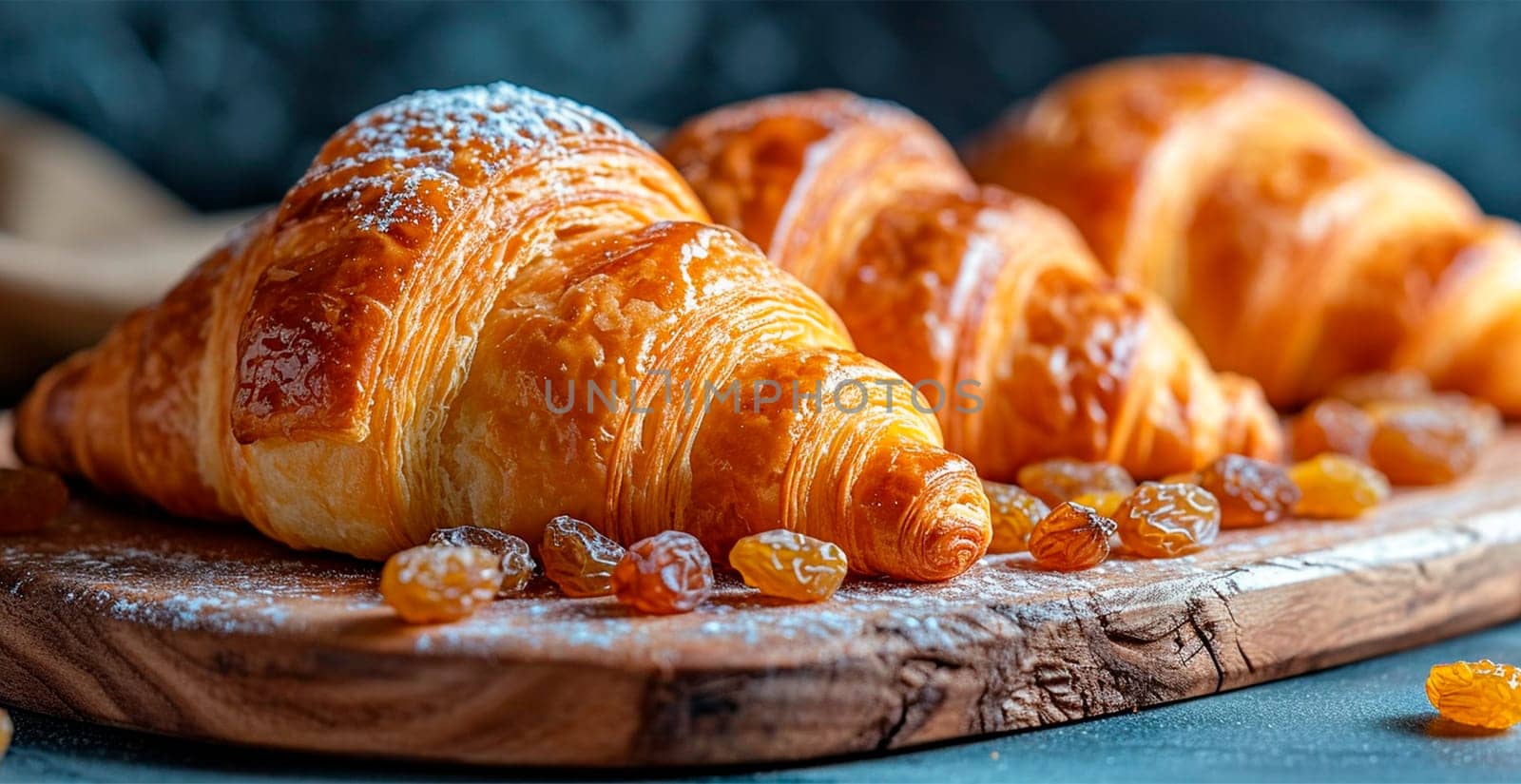 Freshly baked French Parisian croissants on white isolated background AI generated image