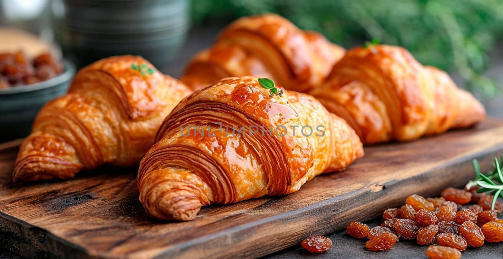 Freshly baked French Parisian croissants on white isolated background AI generated image