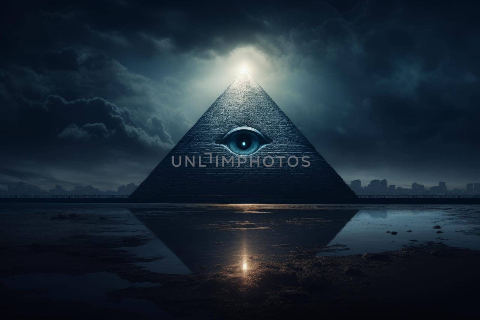 Pyramid eye creepy. Finance sign. Generate Ai
