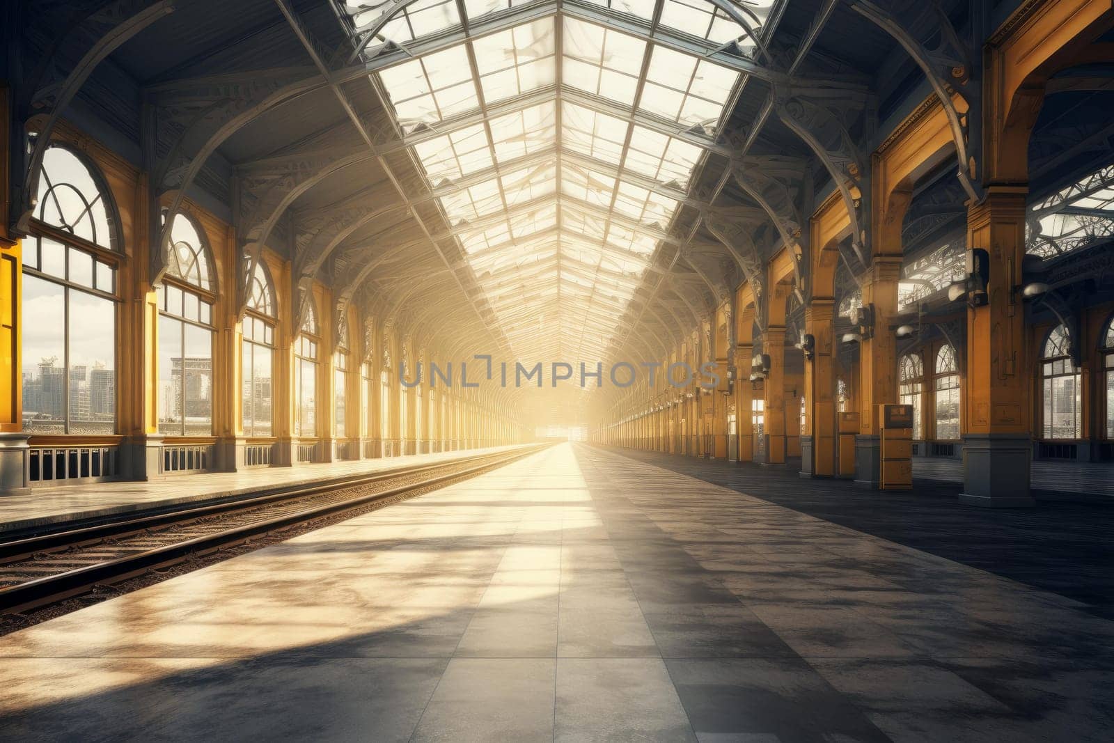 Railway station mockup. Modern transport. Generate Ai
