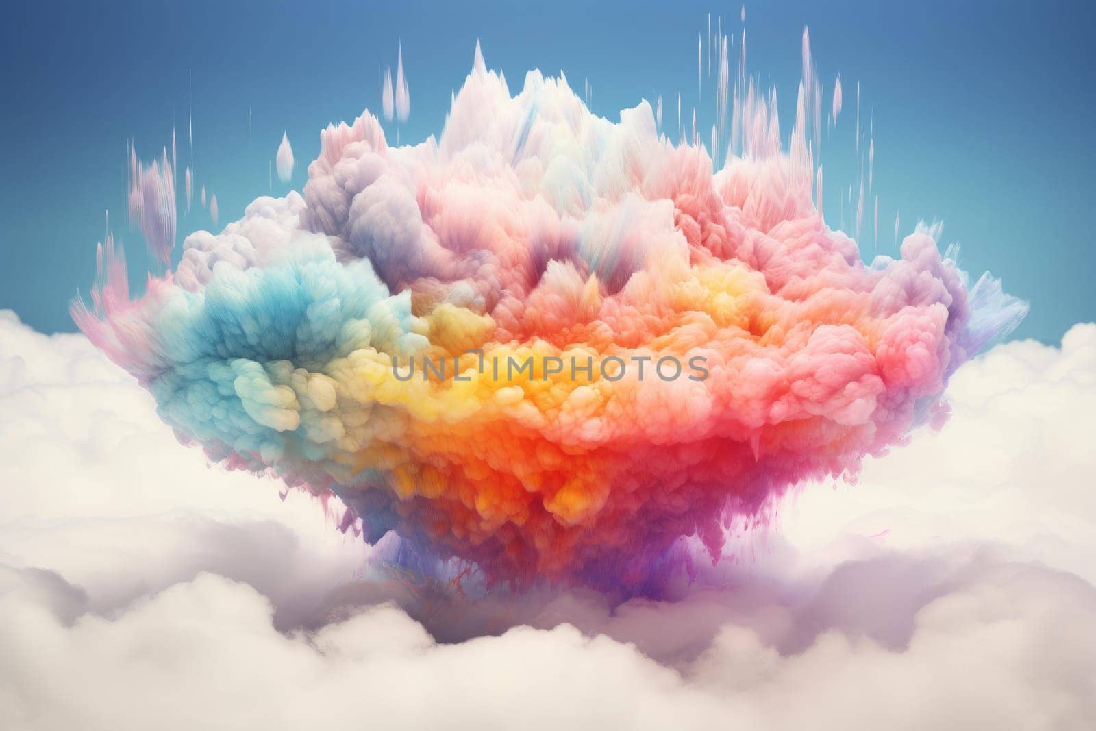 Rainbow cloud love. Love nature light. Generate Ai