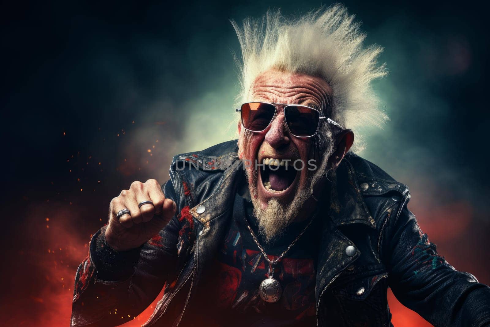Punk old person rock concert. Musician group. Generate Ai