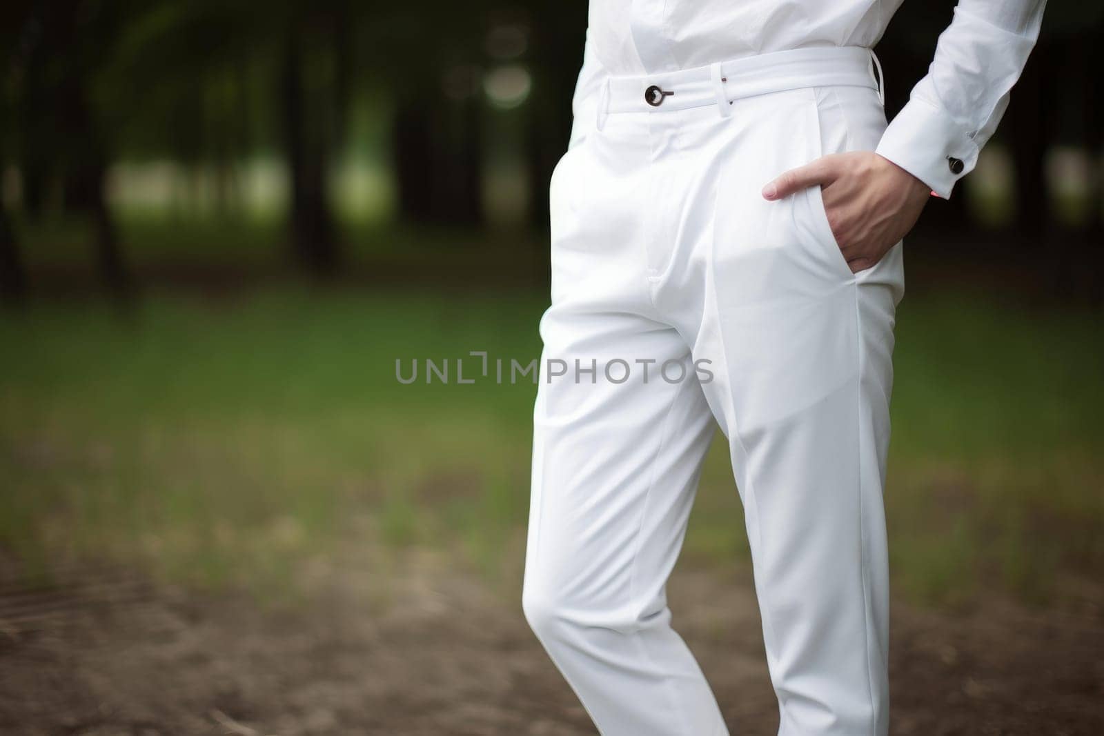 White cheap pants. Fashion style. Generate Ai