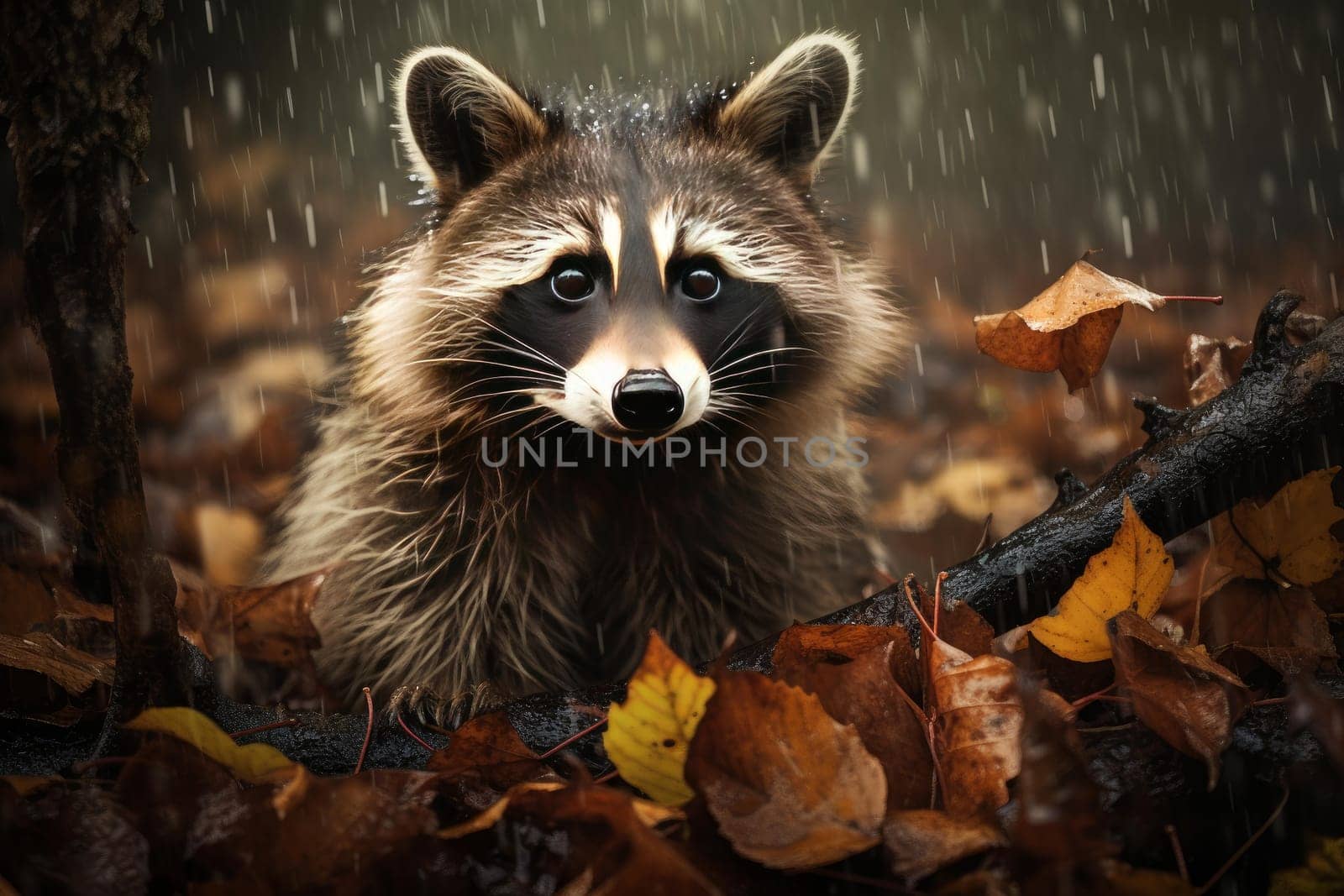 Raccoon animal baby. Forest mammal. Generate Ai