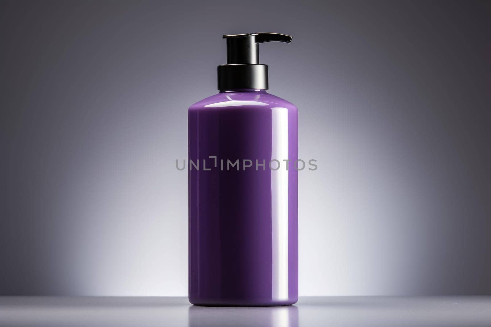 Purple cosmetic bottle. Care clean spa. Generate Ai