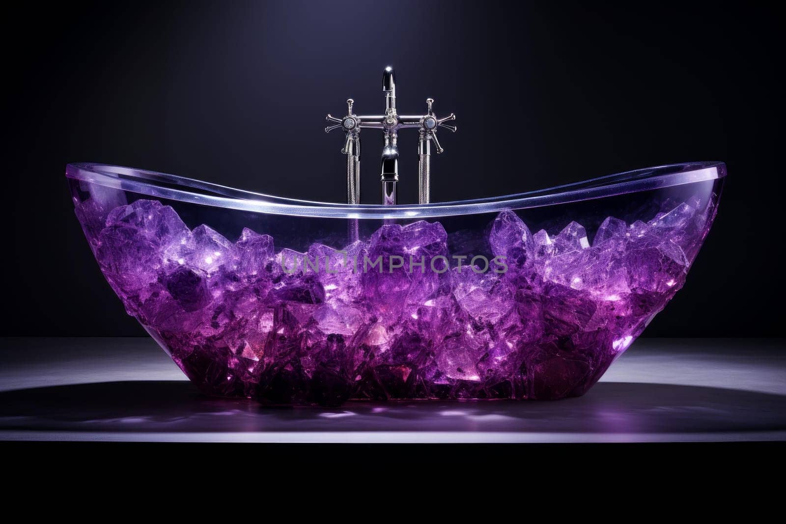 Crystal bathtub. Salt bath perfume. Generate Ai