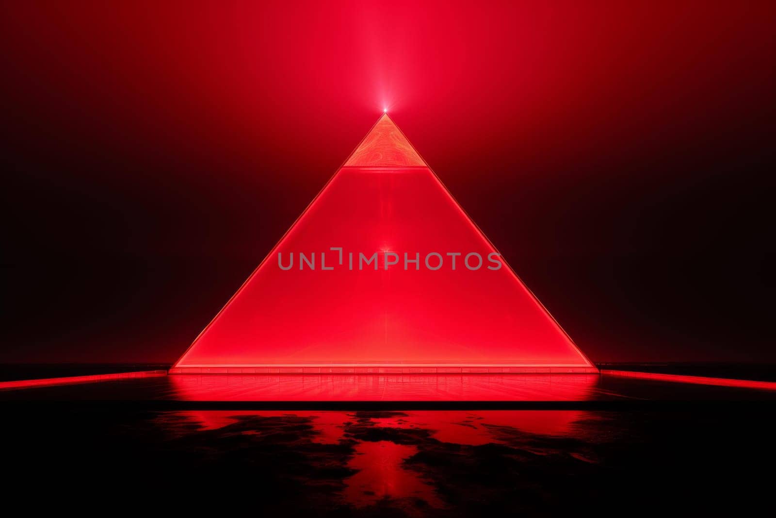 Cyber pyramid red fire. Element glow. Generate Ai