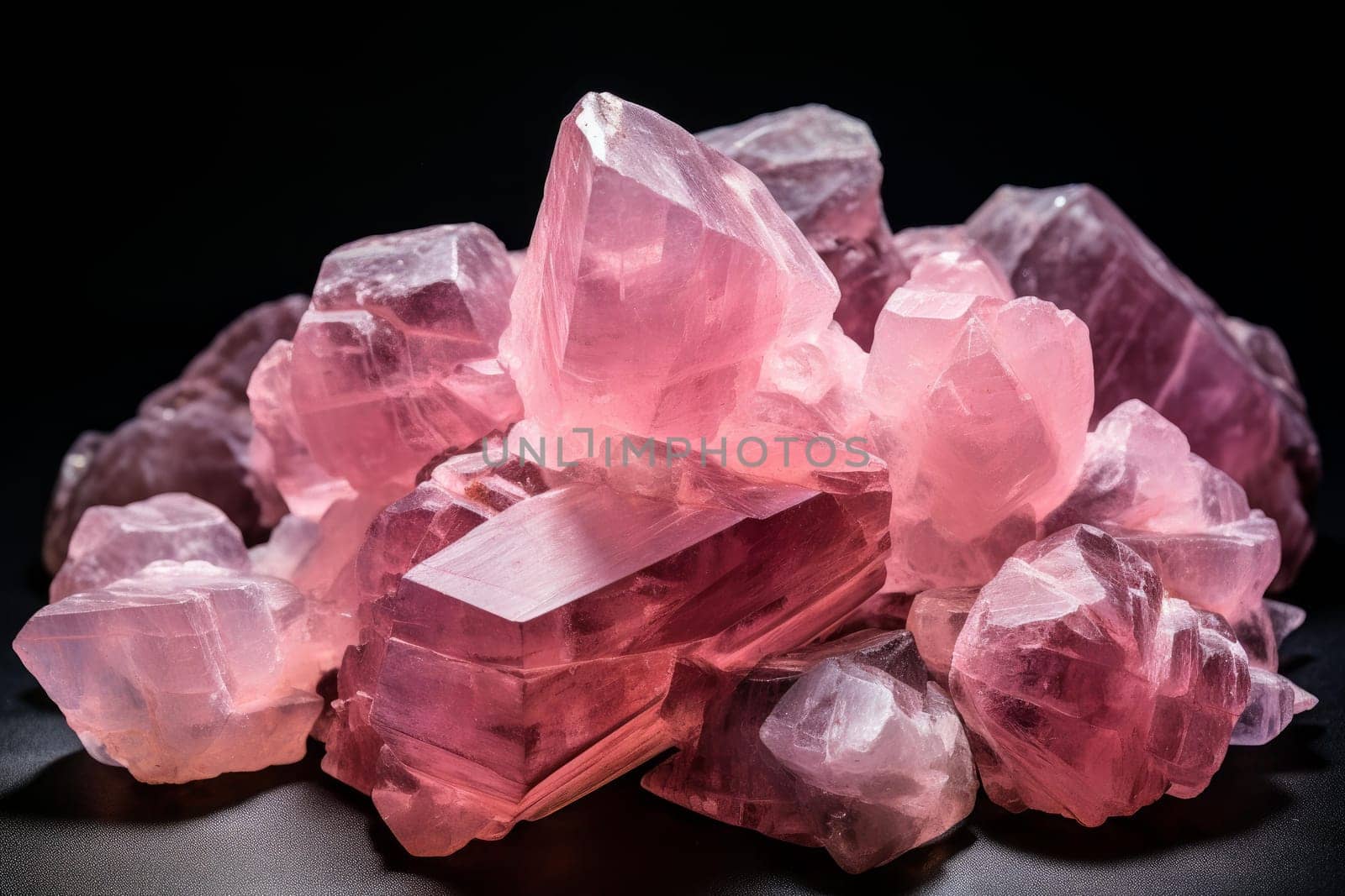 Quartz stones pink background. Decoration spa. Generate Ai