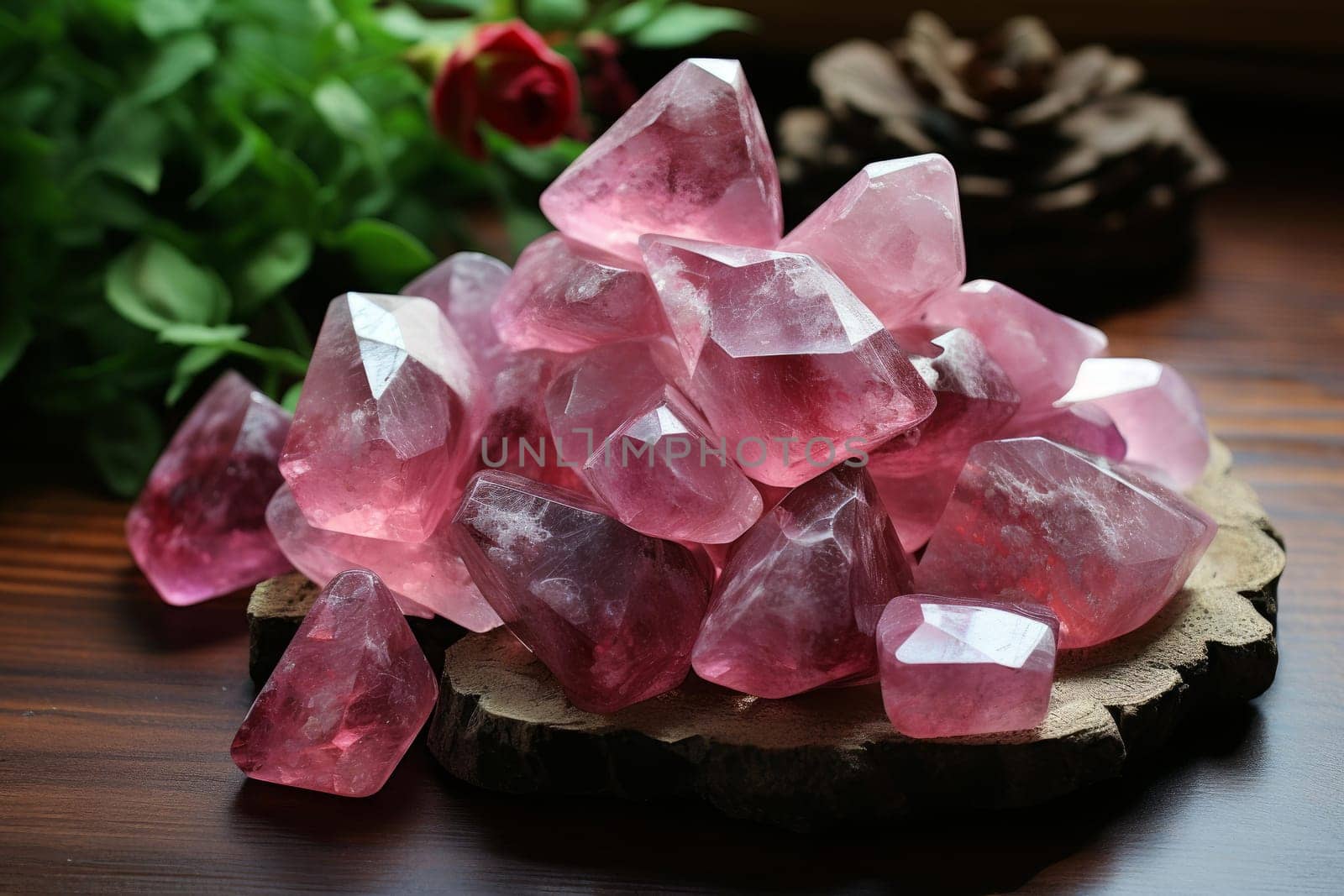Quartz stones background. Natural rock crystal. Generate Ai