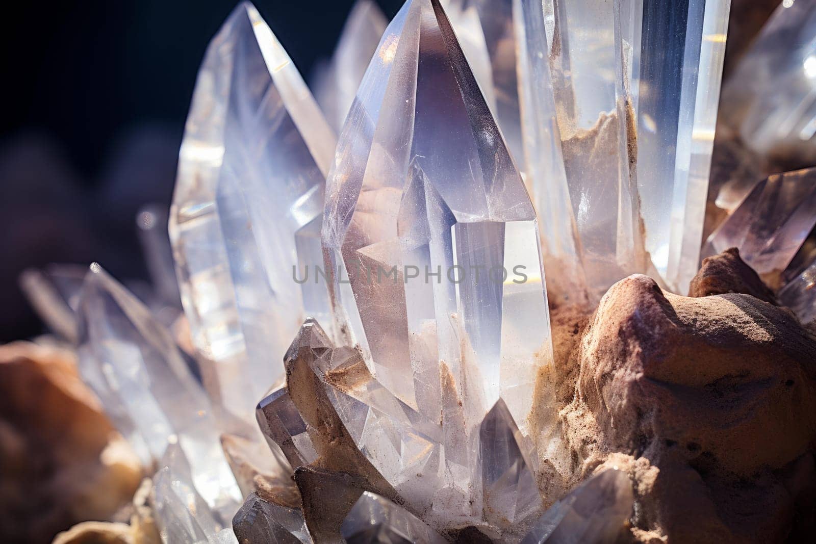 Quartz crystal. Aura texture cluster. Generate Ai