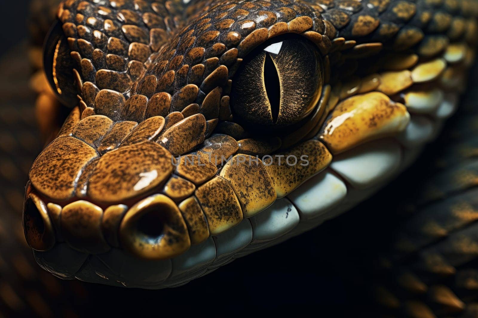 Phyton snake closeup. Predator reptile. Generate Ai