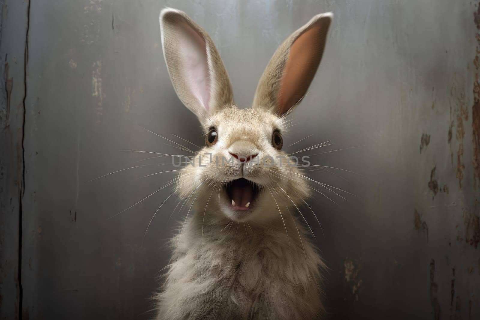 Wild rabbit blank sign. Easter animal card. Generate Ai