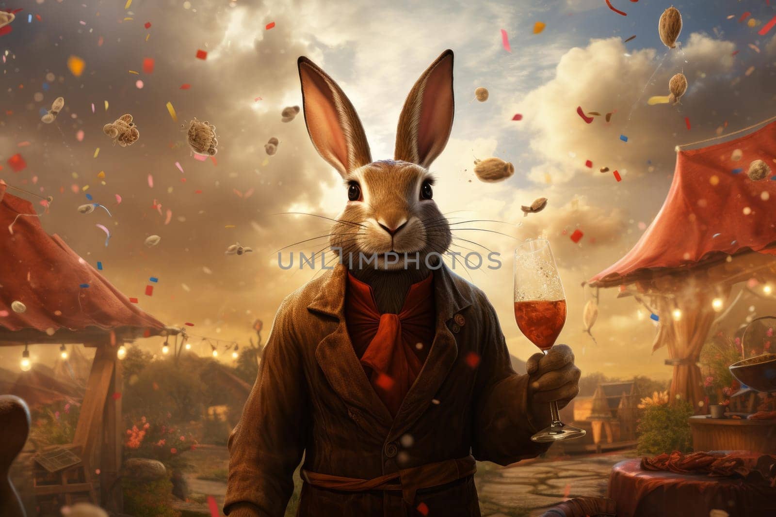 Fairy cute rabbit. Baby art pet. Generate Ai