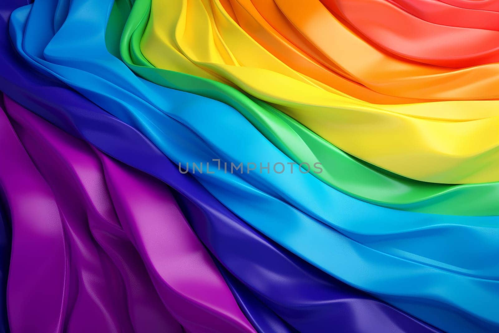 Rainbow colorful flag. Sky waving event. Generate Ai
