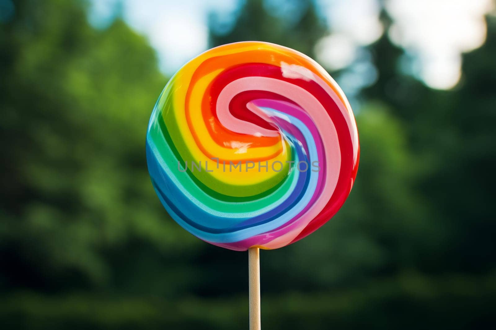 Rainbow lollipop sugar. Color fantasy. Generate Ai