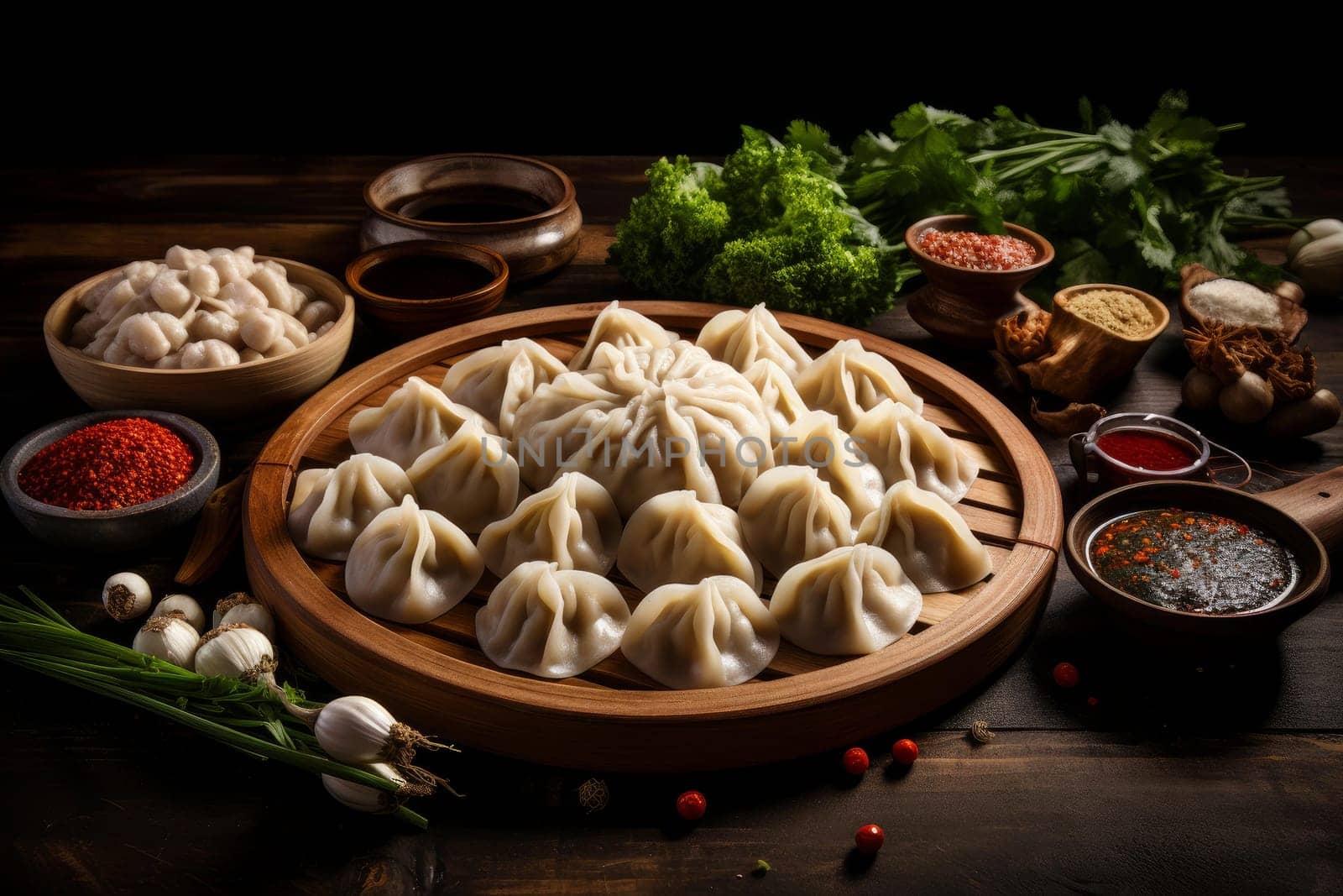 Raw dumpling. Organic dinner fresh. Generate Ai