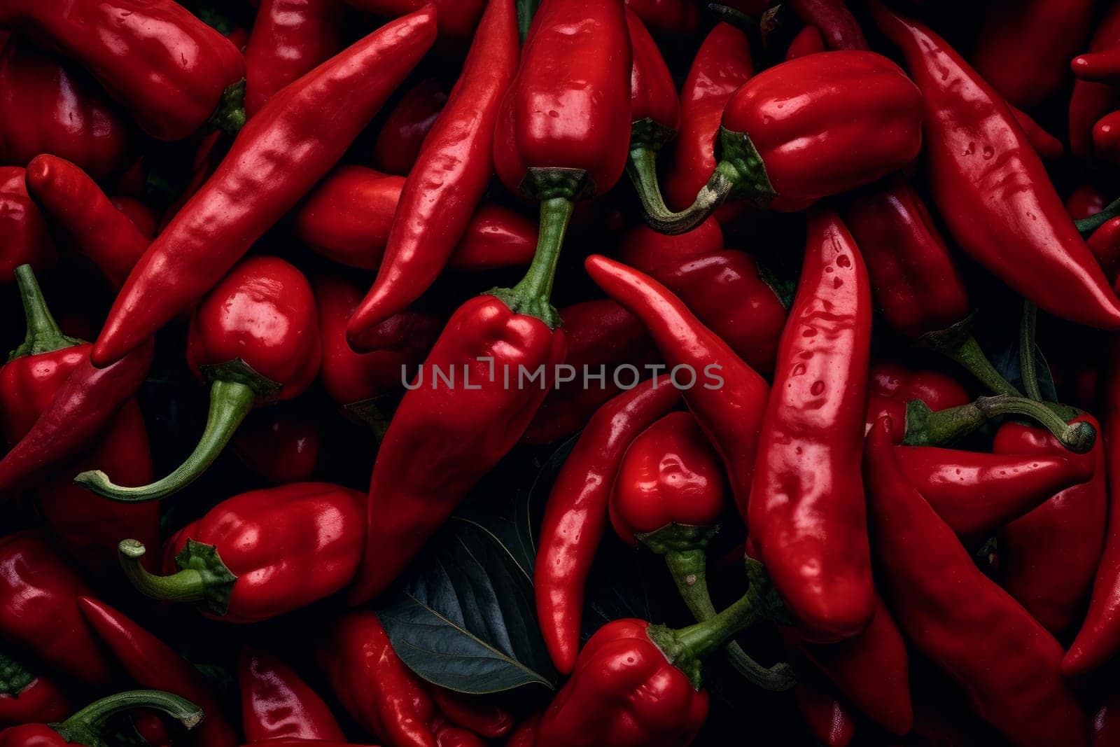 Red chili peppers. Hot fresh plant. Generate Ai