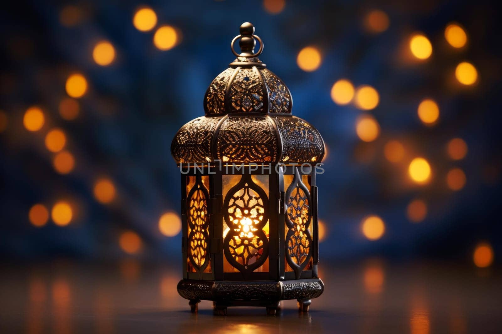 Ramadan holiday. Moroccan ornamental lantern. Generate Ai