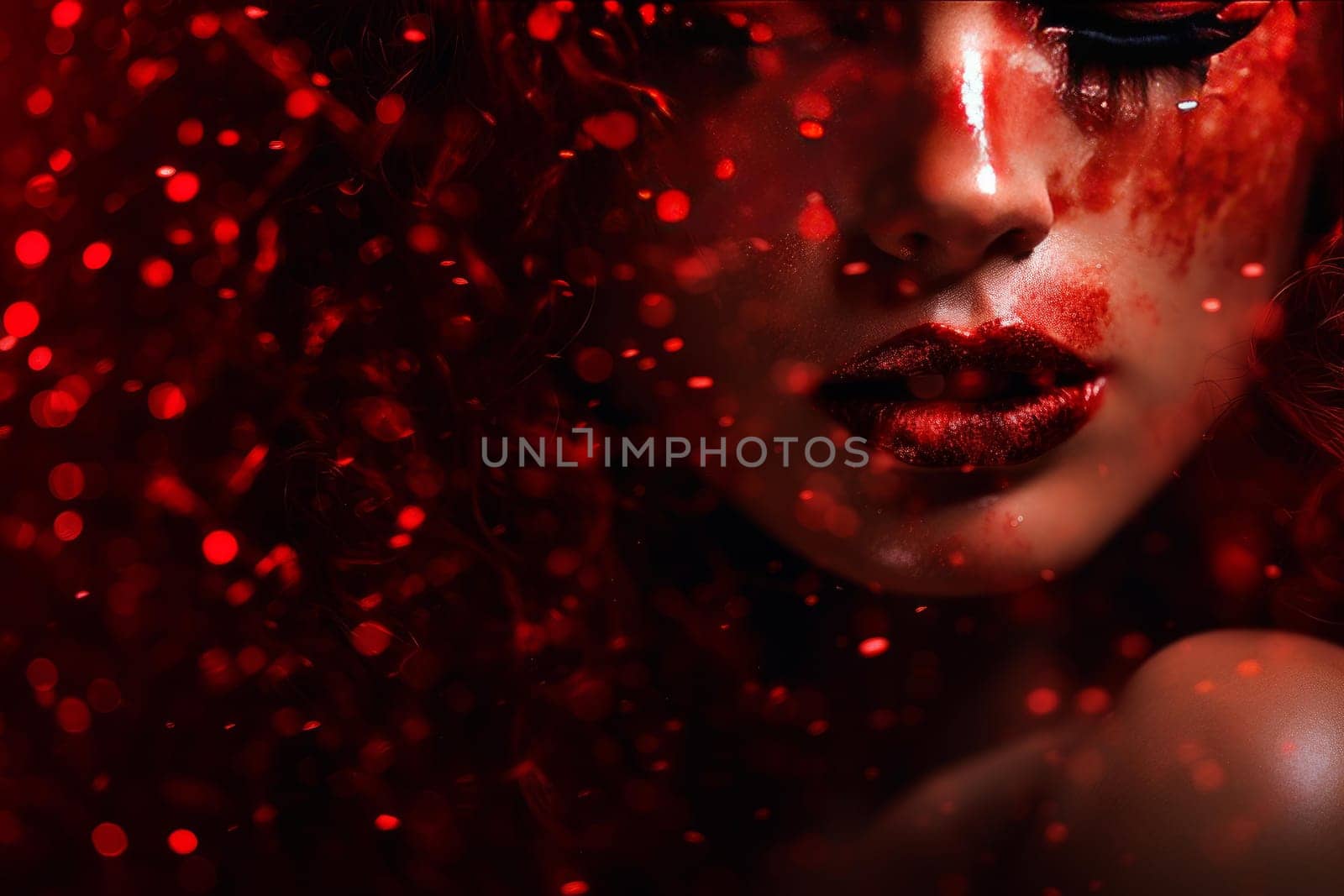 Red glitter blurred. Shine new. Generate Ai
