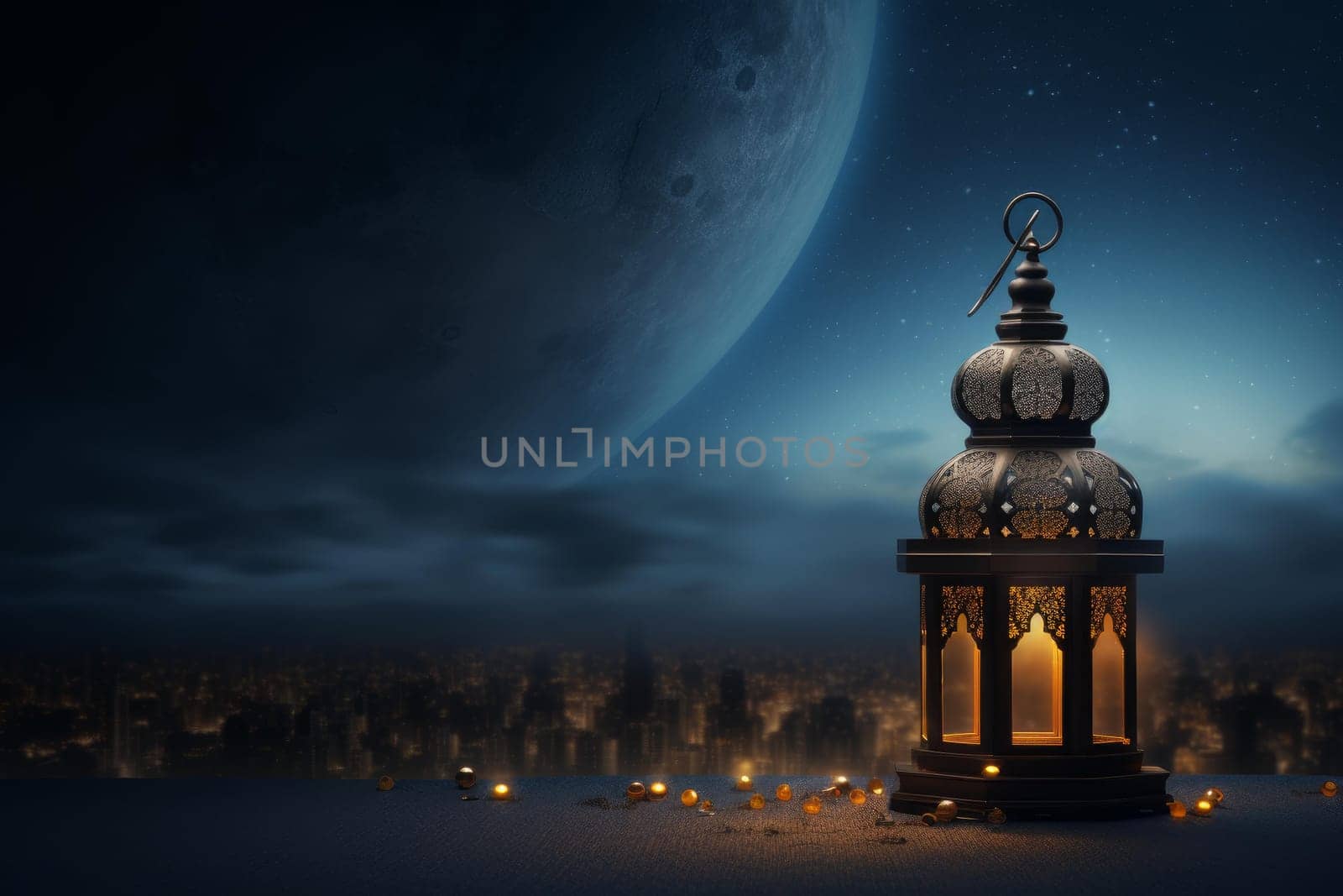 Ramadan day mockup background. Card light. Generate Ai