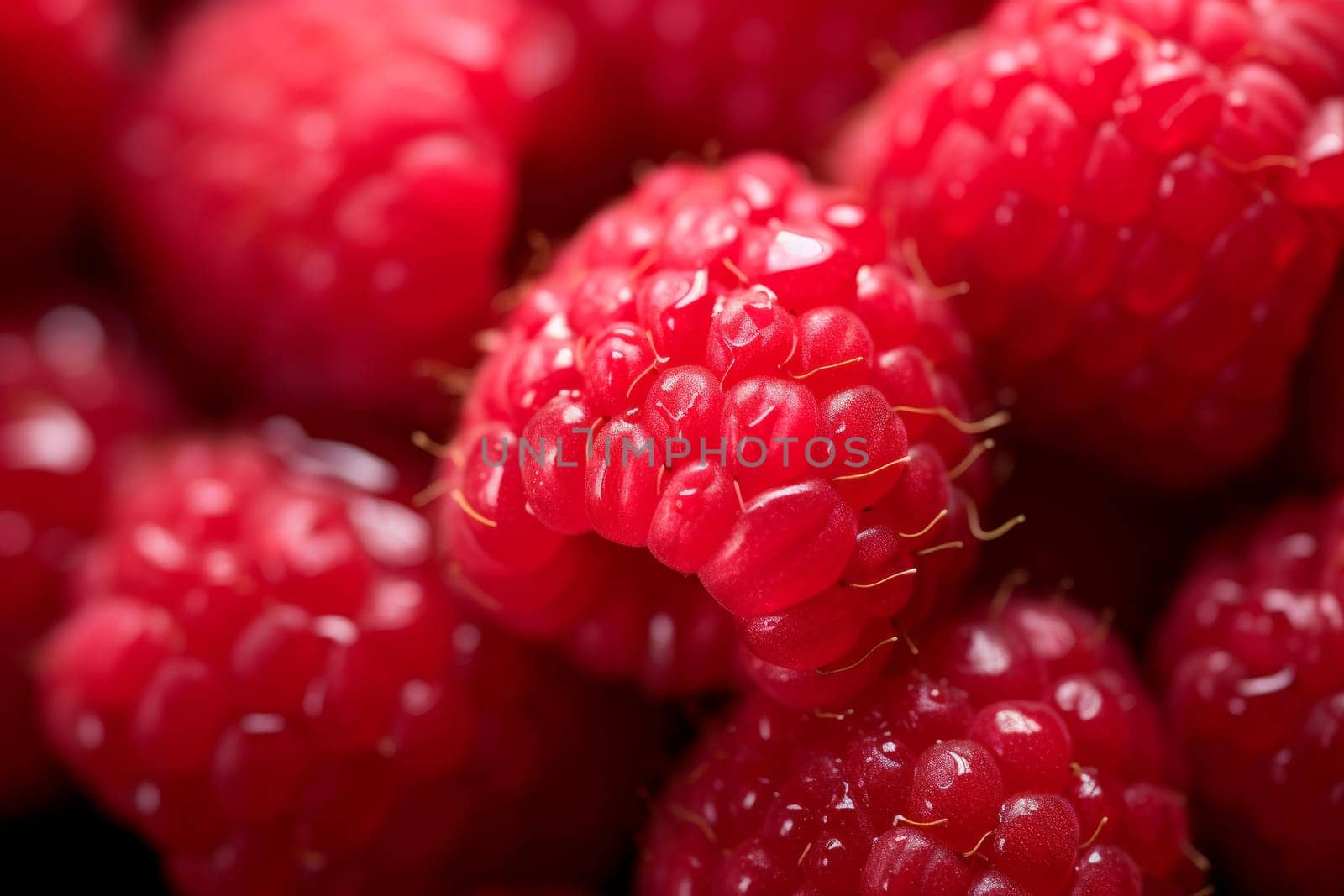 Raspberry background. Brush fresh texture. Generate Ai