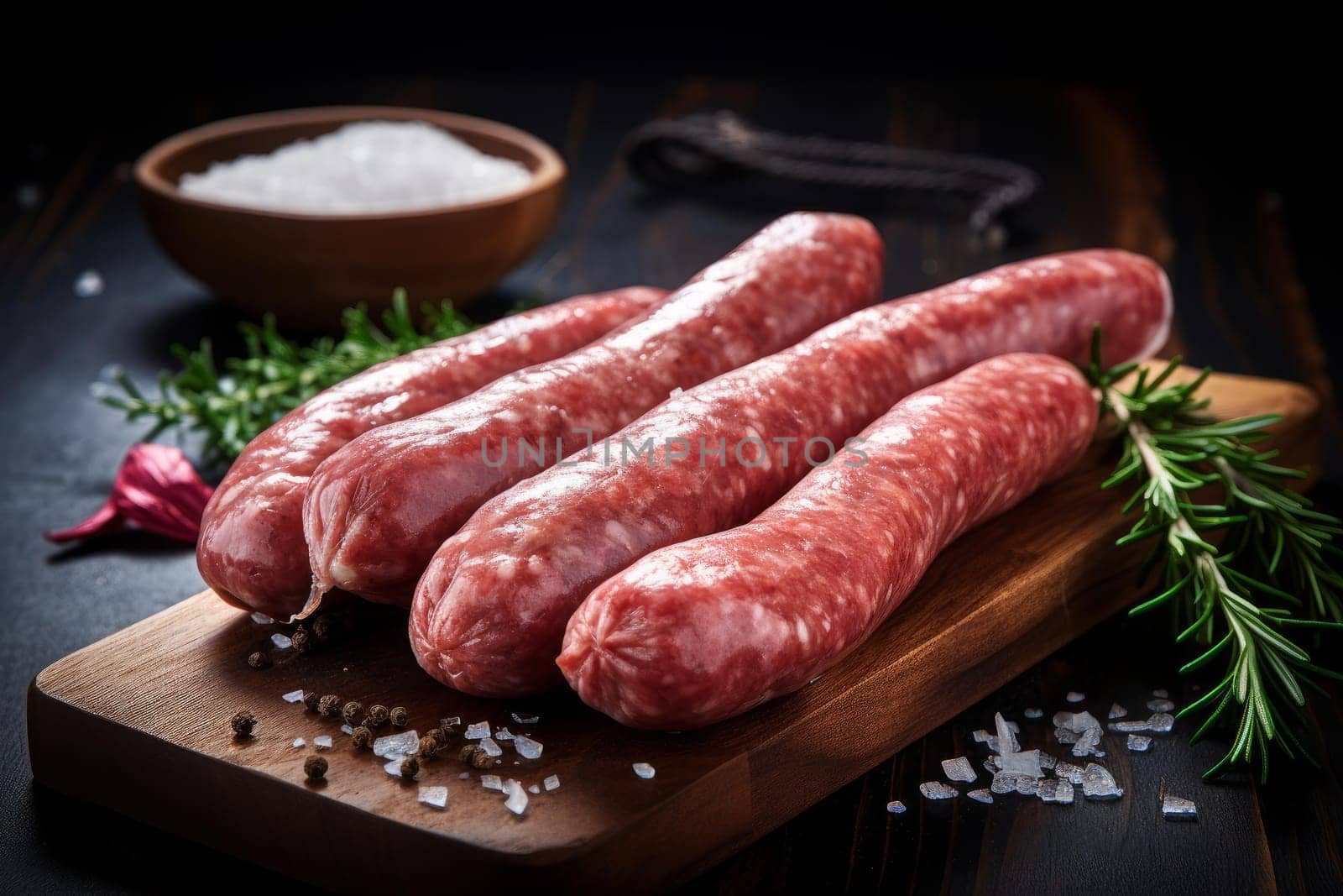 Raw homemade sausages. Raw beef. Generate Ai