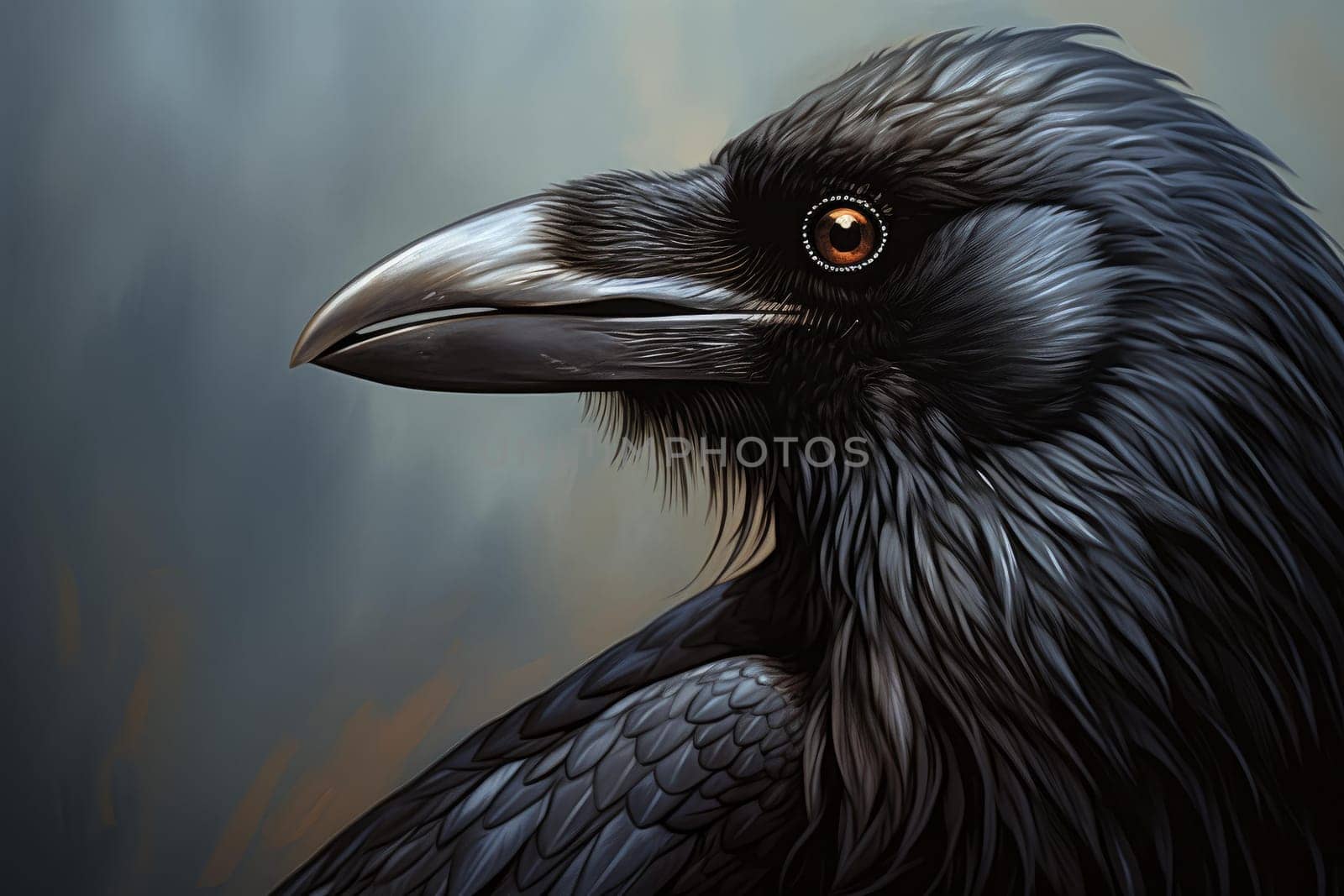 Raven closeup cute. Creepy scary. Generate Ai