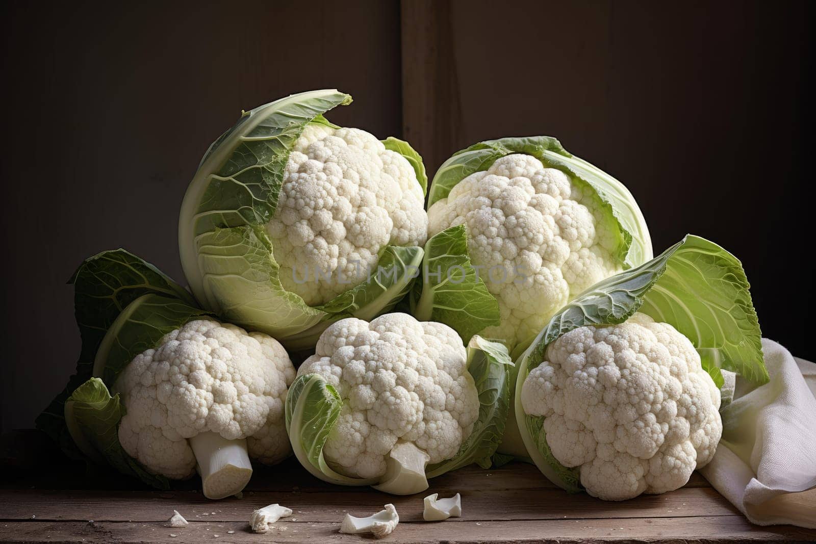 Raw cauliflower vegetable. Nature food vegetarian cooking cabbage. Generate Ai