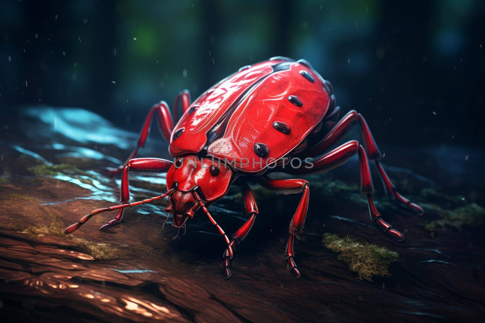 Red bug insect illustration. Wing nature. Generate Ai