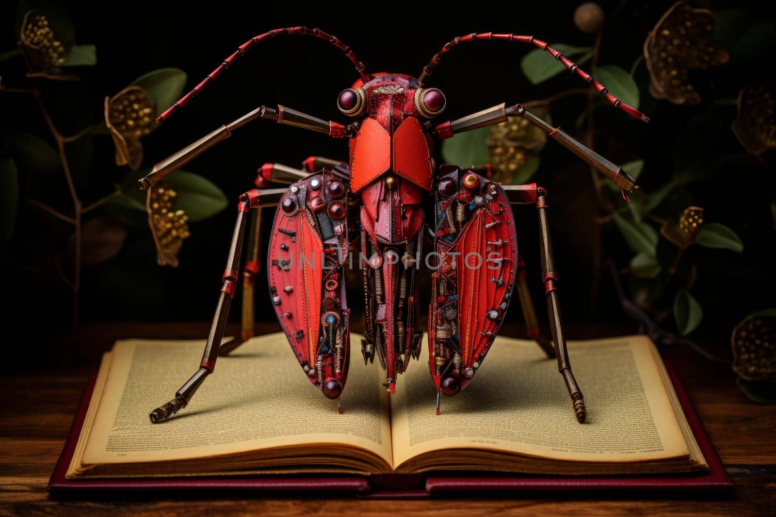 Red bug illustration. Natural insect. Generate Ai