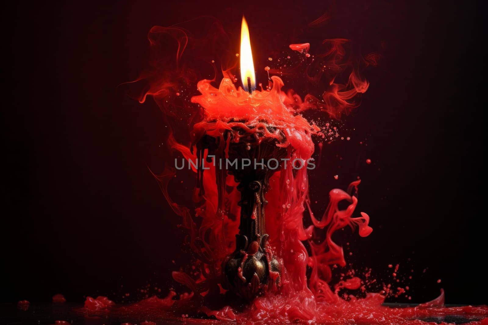 Red candle burn. Heart live. Generate Ai