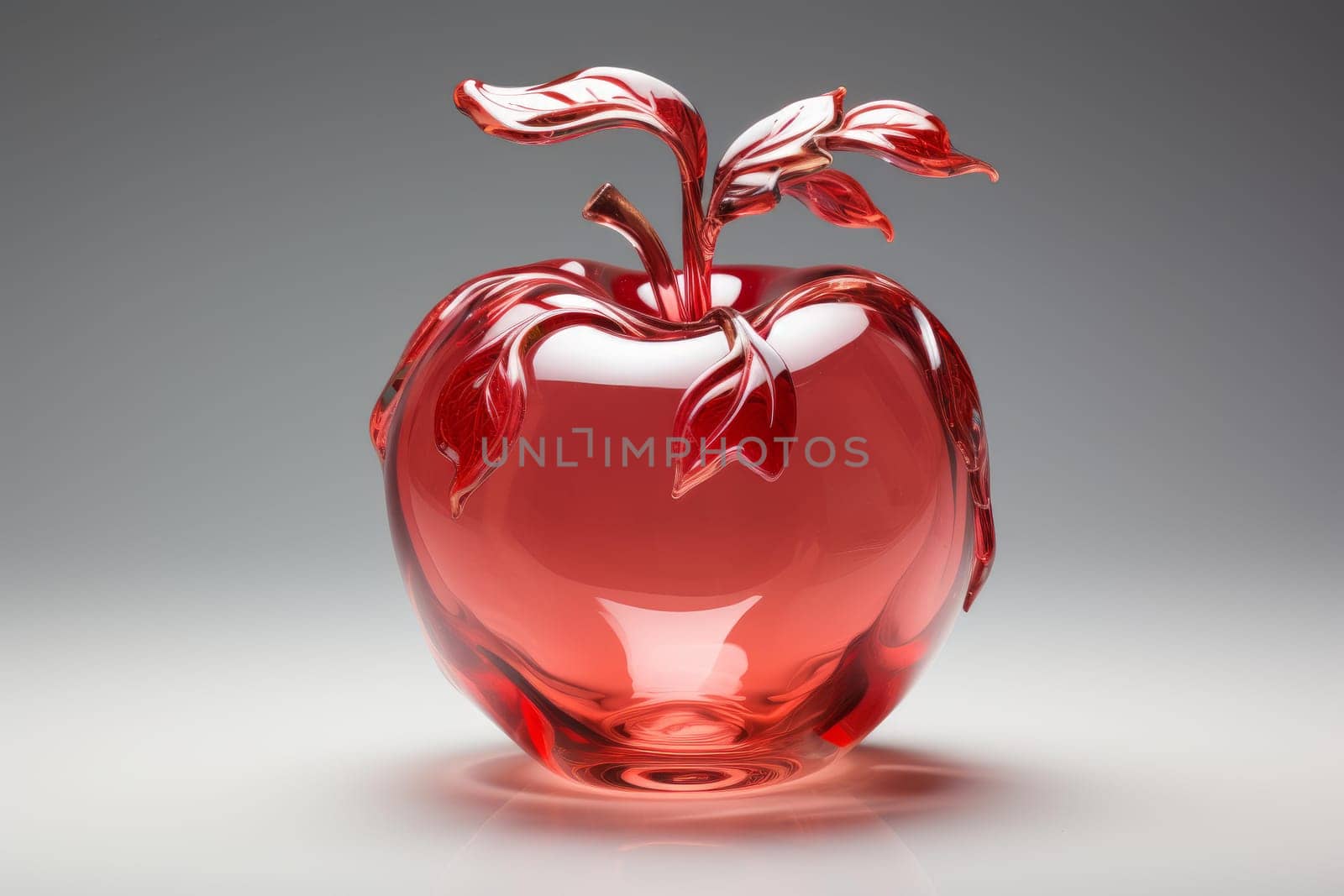 Red apple glass. Ripe juicy. Generate Ai