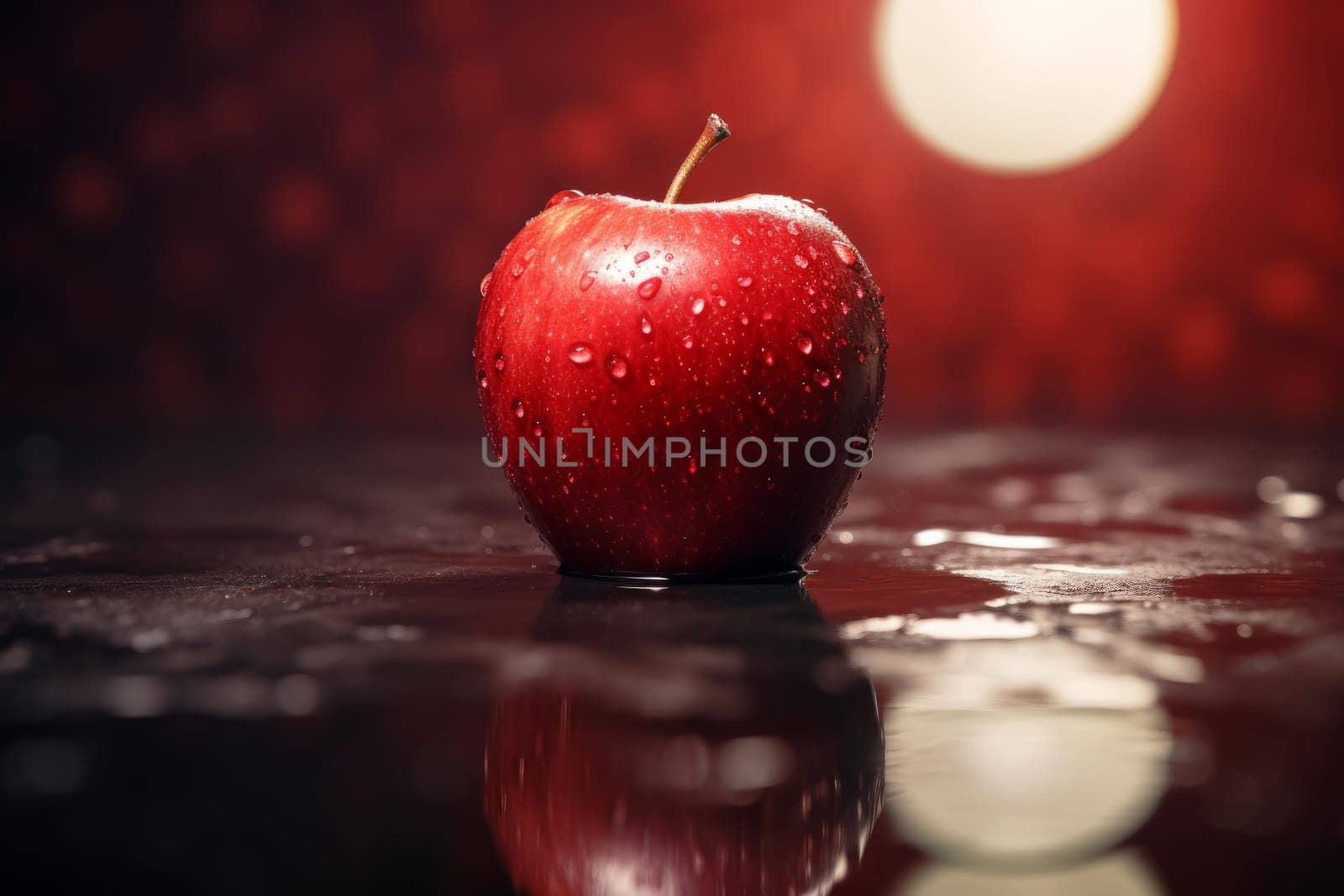 Red apple blurred. Food garden. Generate Ai
