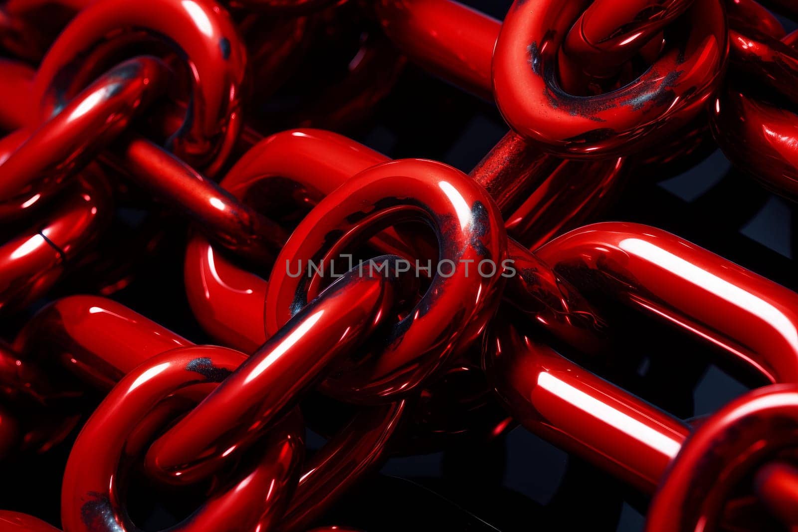 Red chain texture. Abstract design metal. Generate Ai