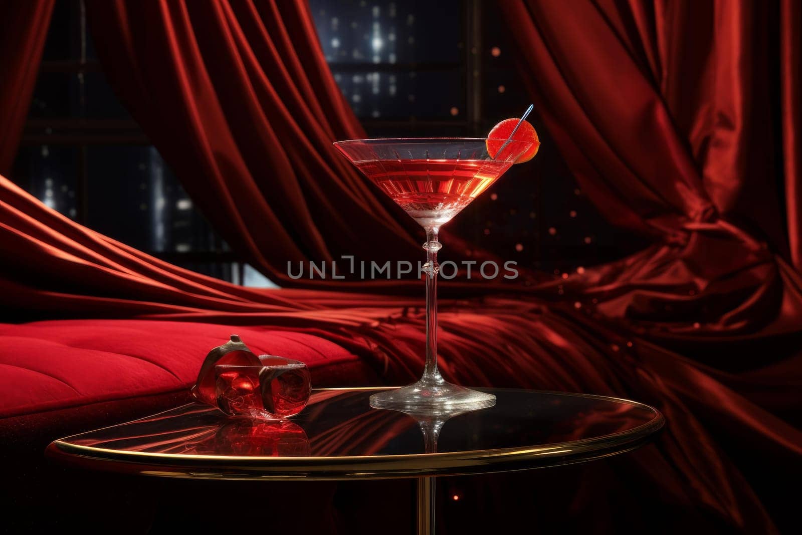Red cocktail luxury. Drink bar. Generate Ai