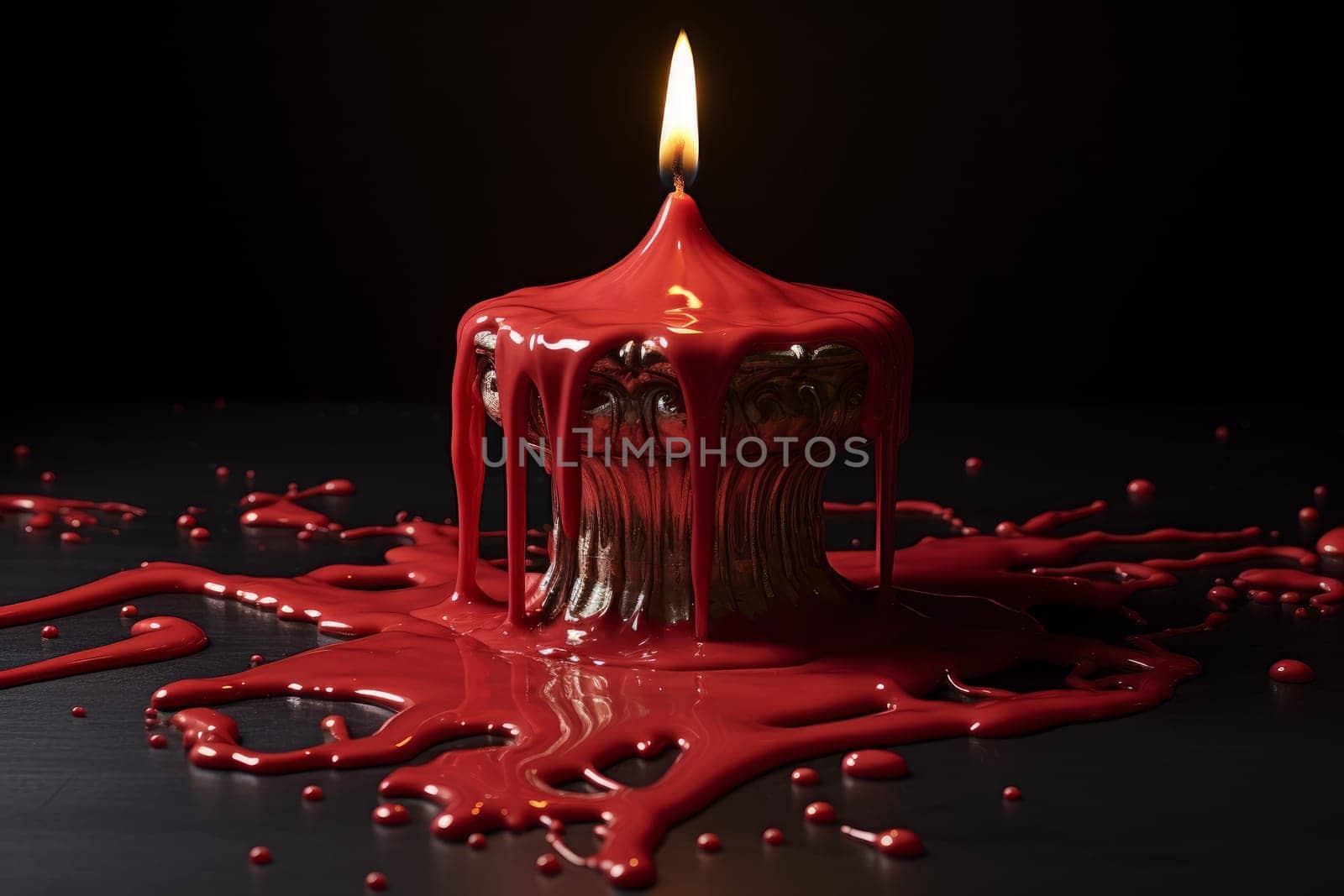 Red candle burn melting. Symbol wax. Generate Ai